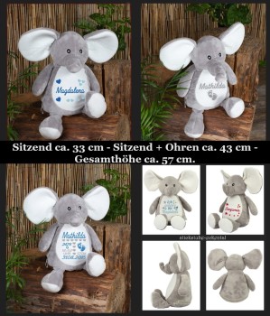 Elefant Stofftier bestickt mit Namen